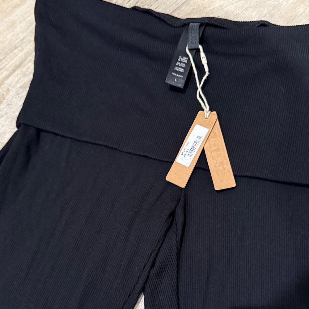 Skims NWT Women's Black Onyx foldable waist ribbed Pants size L